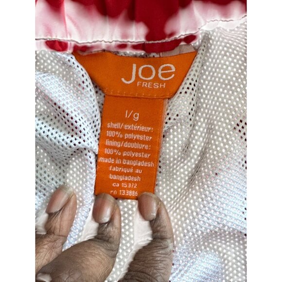 Joe Fresh Red Mens Swim Shorts L Drawstring Elastic Waist Anchor Logo - Picture 3 of 8